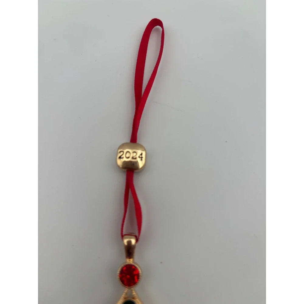 Monet 2024 Christmas Tree Ornament Gold Tone Multi Color Rhinestone Collectible